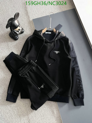 Prada NC3024 Black Clothing Set, Hooded Design and Comfortable Fit - M to 3XL