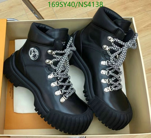 Louis Vuitton Women's Black Leather Ankle Boots with Lace-Up Design