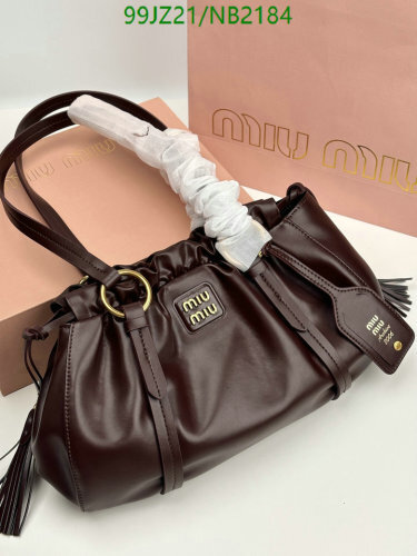 Miu Miu Leather Top Handle Bag, 40*22*10.5cm, Model 306, Stylish and Functional