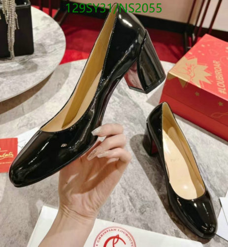 Christian Louboutin Black Patent Leather Block Heel Pumps - Women Shoes