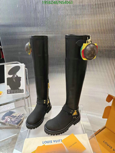 Louis Vuitton Black Leather Knee High Boots with Charm Unisex EU35-EU45