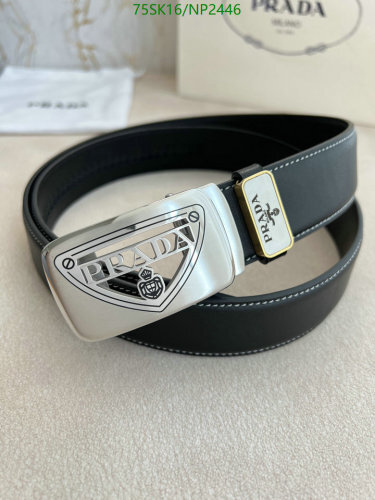 Prada Men's Leather Belt with Iconic Buckle - Stylish and Durable Accessory