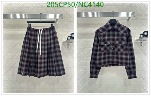 Miu Miu Plaid Suit, Long Sleeve Shirt and Pleated Skirt Set - NC4140