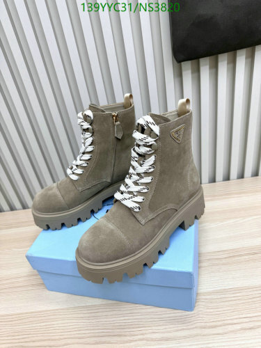 Prada Lace-Up Suede Ankle Boots for Women - Cowhide & Lambskin