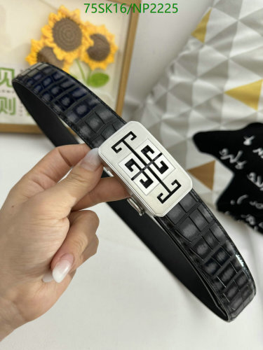 Givenchy Belt in Black Crocodile-Embossed Cowhide Leather with Silver Buckle