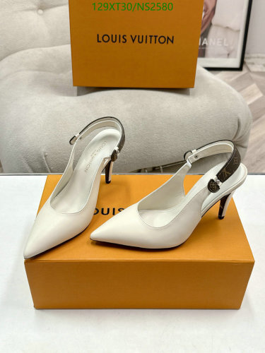 Louis Vuitton Women's White Leather Slingback Heels, Pointed Toe, 9cm Heel