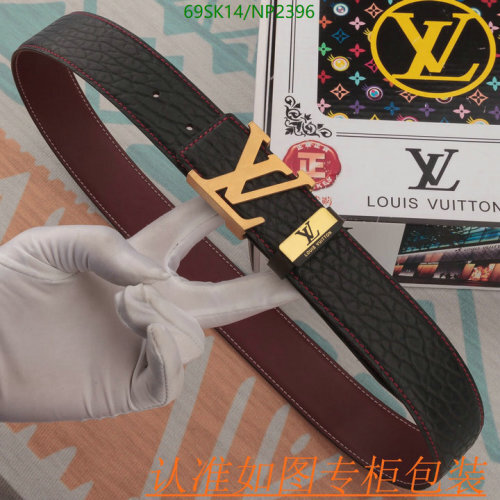 Louis Vuitton Belt, Cowhide Leather, Gold Buckle, Width 3.8cm, Length 95-120cm