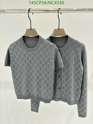 Gucci Women's All-Over GG Logo Knit Cardigan And Short Sleeve Top Set