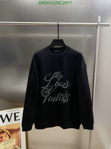 Louis Vuitton Cotton Sweatshirt With Rhinestone Logo, Black, Sizes S-2XL