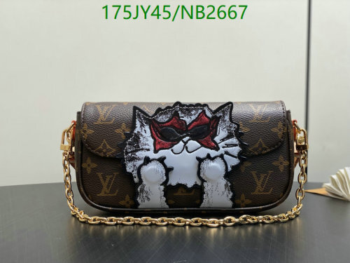 Louis Vuitton Monogram Coated Canvas Bag with Cat Illustration, 23.5 cm