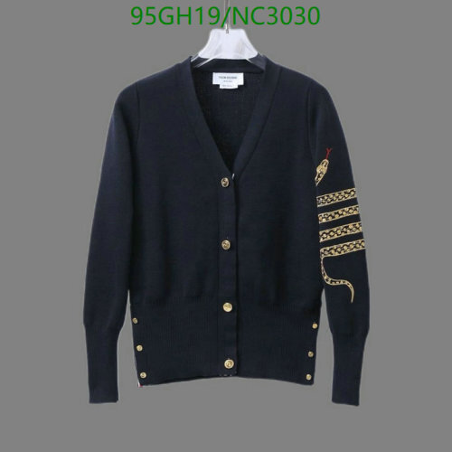 Thom Browne Women's Navy Cashmere Cardigan with Gold Snake Embroidery