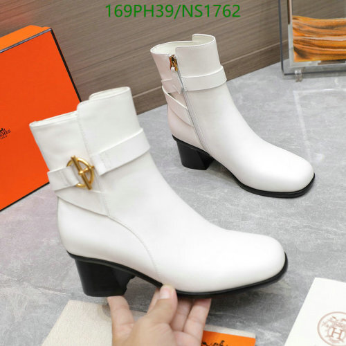 Hermès Women's White Leather Ankle Boots with Buckle Detail - EU35-42