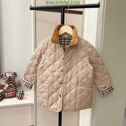 Burberry Kids Beige Quilted Jacket with Corduroy Collar | Sizes 110-160