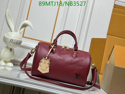 Louis Vuitton Speedy Bandouliere 30 in Burgundy Leather with Cat Charm