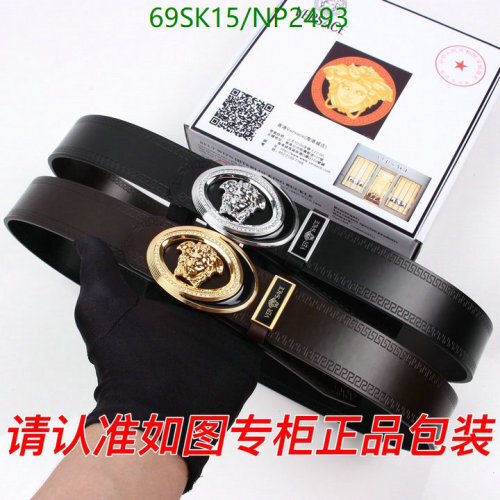 Versace Belt Cowhide Leather with Medusa Buckle, Width 3.8cm, Length 95-120cm