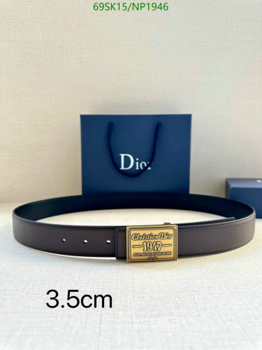 Christian Dior Belt - Cowhide Leather, 3.5cm Width, Sizes 95-120cm - Stylish Accessory