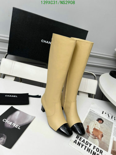 Elegant Chanel Women's Knee-High Boots in Cowhide and Lambskin - EU35-41