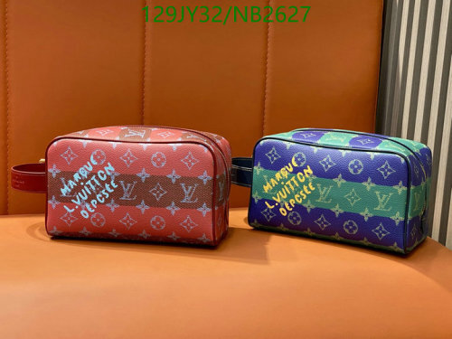 Louis Vuitton Toiletry Pouch Coated Canvas Genuine Leather, 23 x 13 x 12 cm