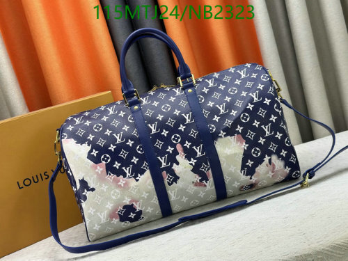 Louis Vuitton Keepall Bandouliere 50 Navy Blue Monogram Canvas Travel Bag