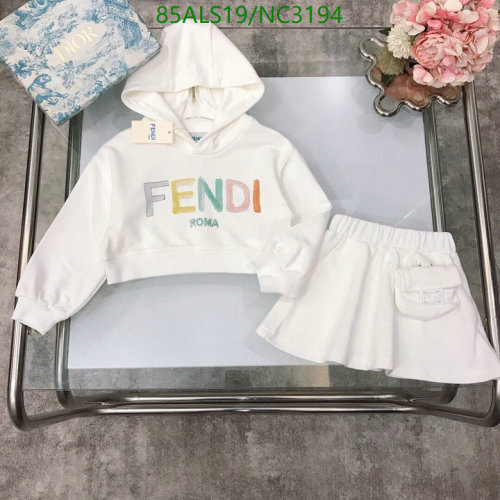 Fendi Kids White Cotton Hoodie and Skirt Set - Stylish Outfit for Girls