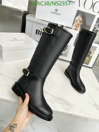 Givenchy Black Leather Knee-High Boots with Buckle Detail - EU35-EU41