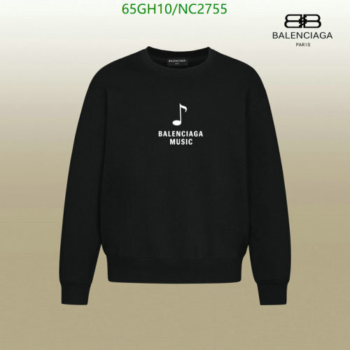 Balenciaga Music Cotton Sweatshirt - Black, Crew Neck, Long Sleeve, XS-XL