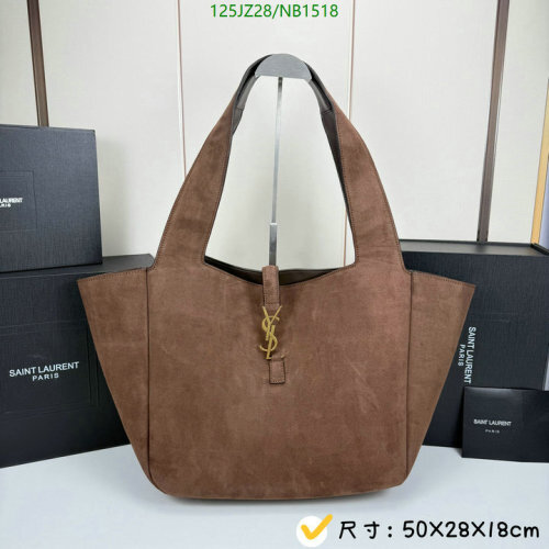 Yves Saint Laurent Brown Genuine Leather Shopping Bag 50 x 28 x 18 cm