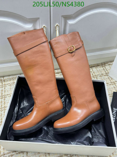 Celine Women's Leather Knee-High Boots with Buckle Detail - NS4380