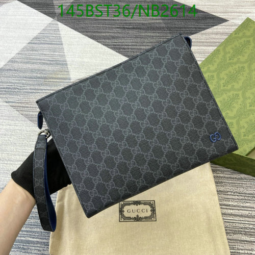 Gucci GG Motif Pouch Genuine Leather Trim, 26 cm - Model 768255