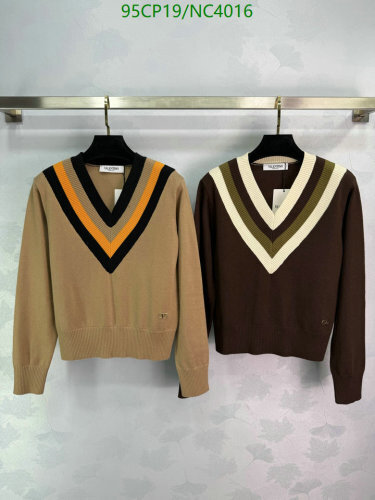Valentino V-Neck Striped Knit Sweater, Long Sleeve Pullover Jumper