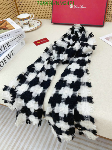 Loro Piana Cashmere Scarf - Black and White Houndstooth Pattern (40-180cm)