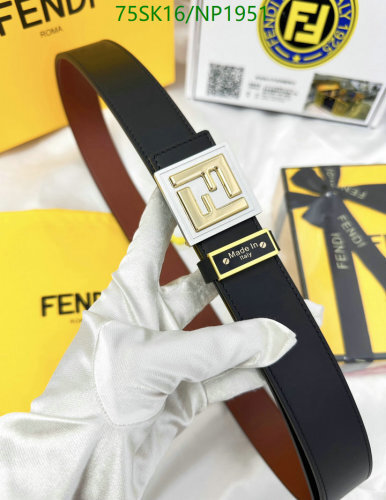 Fendi Men's Cowhide Leather Belt with Iconic FF Buckle - NP1951