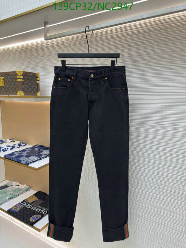 Gucci Unisex Black Denim Jeans with Signature Green and Red Web Detail