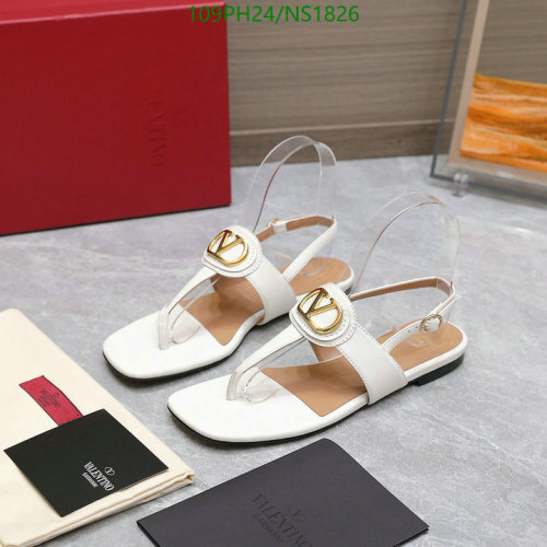 Valentino Women's White Leather Thong Sandals with Gold Logo Accent