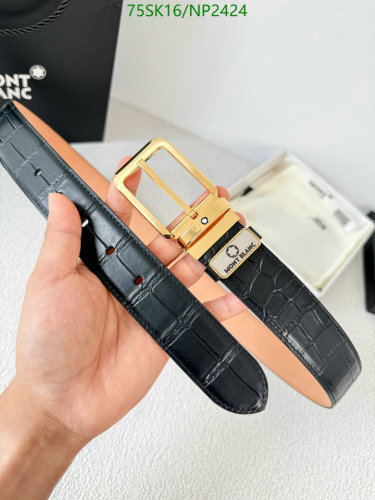 Montblanc Belt | Cowhide Leather, 3.5cm Width, Gold Hardware