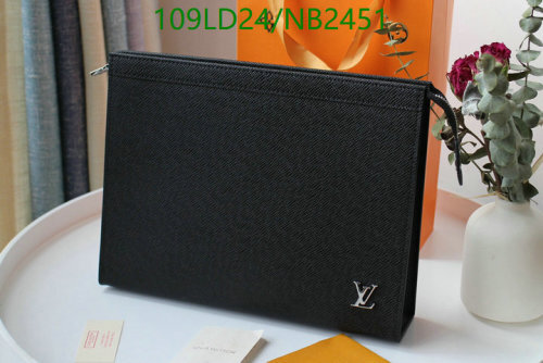 Louis Vuitton Black Leather Clutch Bag 27 x 21 x 3cm - Model 30450
