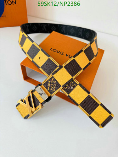 Louis Vuitton Belt in Yellow-Brown Damier Cowhide Leather, 3.8cm Width