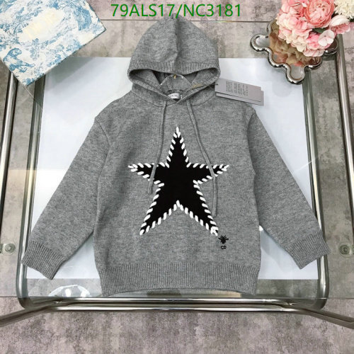 Dior Kids' Grey Knit Hoodie with Black Star Appliqué - Sizes 110-160