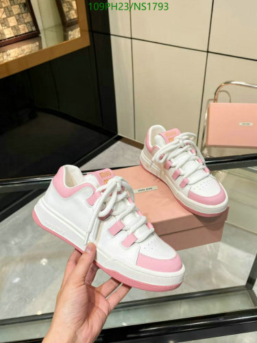 Miu Miu Women's White & Pink Leather Sneakers - EU Size 35-40