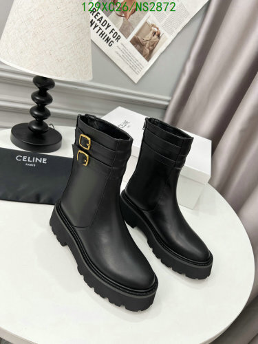Celine Women's Black Leather Lug Booties with Buckle Detail | EU35-EU42