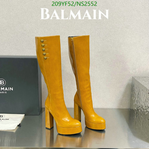 Balmain Women's Knee-High Platform Boots in Yellow Leather, Size EU35-41