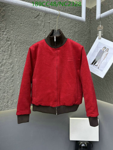 Miu Miu Women's Red Cotton-Cashmere Blend Zip-Up Jacket - Stylish Outerwear