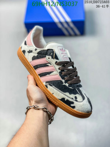 Adidas Samba Women's Shoes - Cow Print Leather Sneakers, Pink Stripes, EU 36-41