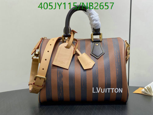 Louis Vuitton Speedy Bandouliere 30: Striped Genuine Leather Satchel, 32 x 22.5 x 18 cm