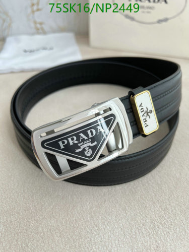 Prada Belt Cowhide Leather, 3.5cm Width, Length 95-120cm - Style and Durability