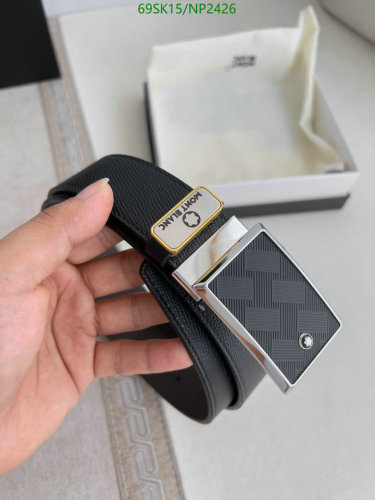 Montblanc Reversible Leather Belt with Stylish Buckle, 3.5cm Width