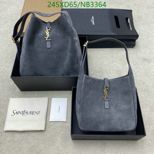 Yves Saint Laurent Grey Suede Leather Hobo Bag with Gold Hardware