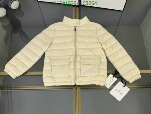 Moncler Kids' Beige Padded Down Jacket, Sizes 110-170, Stylish & Warm