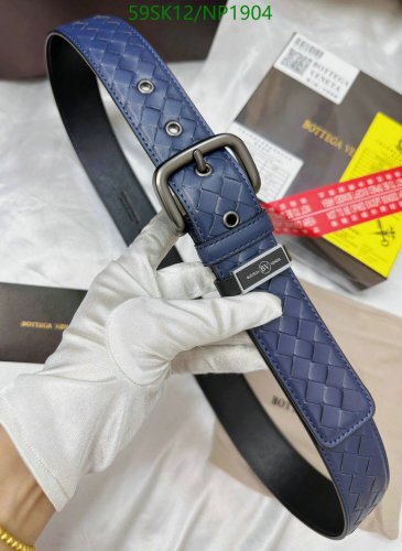 Bottega Veneta Men's Blue Woven Leather Belt with Adjustable Buckle, 3.8 cm Width