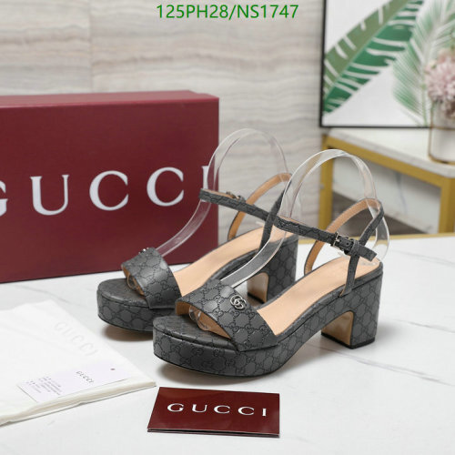 Gucci Women's Platform Heeled Sandals, Leather, EU35-EU42, Gray